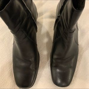 Black Leather just above the ankle boots